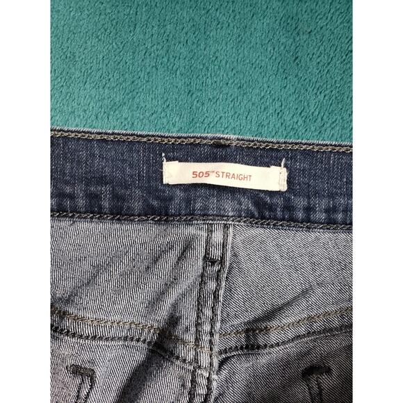 Levis 505 Jeans Size 14 Womens Blue Stretch Pants Denim Mid Rise Straight - Picture 3 of 15